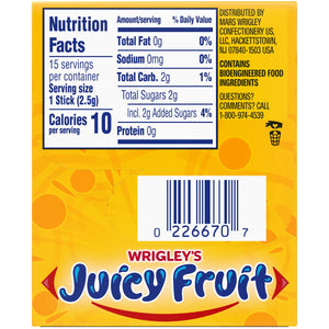 Juicy Fruit Original Bubble Gum, Single Pack - 15 Pieces
