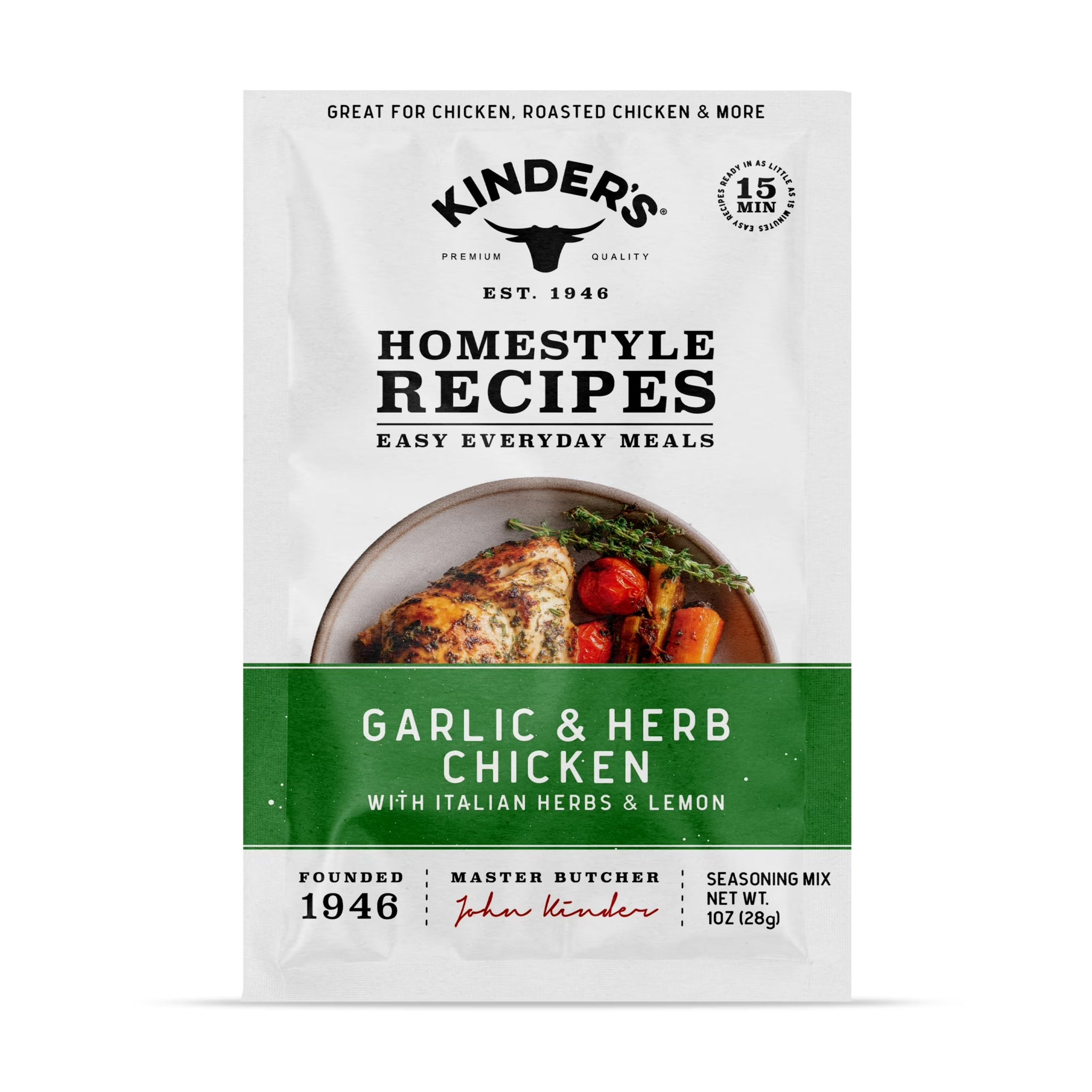 Kinder'S Garlic and Herb Chicken Seasoning Blend with Italian Herbs and Lemon, 1 Oz Packet