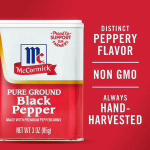 Mccormick Non-Gmo Kosher Pure Ground Black Pepper, 3 Oz Can