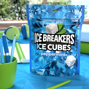 Ice Breakers Ice Cubes Peppermint Sugar Free Chewing Gum, Pouch 8.11 Oz, 100 Pieces