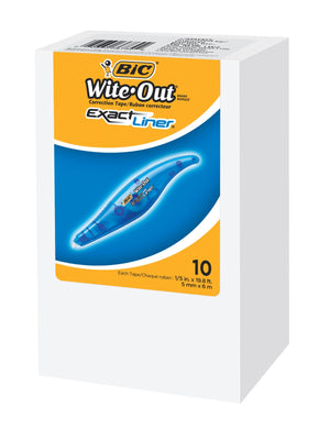 BIC Wite-Out Exact Liner Correction Tape, Fast, Clean Easy to Use,10-Count Pack