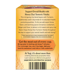 Yogi Tea Honey Chai Turmeric Vitality, Organic Herbal Tea Bags, 16 Count