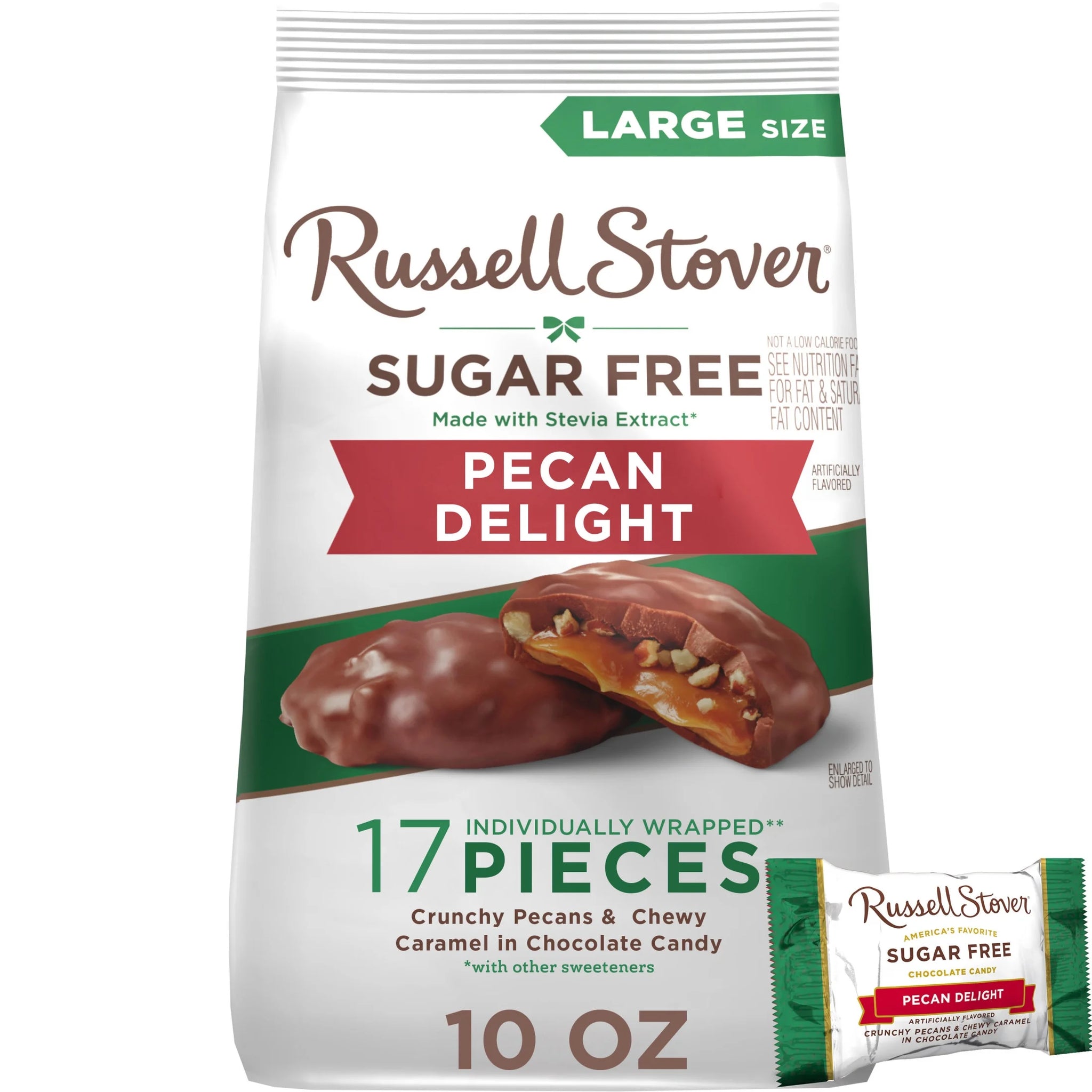 RUSSELL STOVER Sugar Free Pecan Delight Chocolate Candy, 10 Oz. Bag