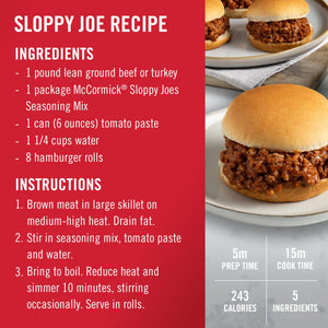 Mccormick Sloppy Joes Seasoning Mix, 1.31 Oz Envelope