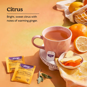 Yogi Tea Sweet Ginger Citrus Turmeric Vitality, Herbal Tea Bags, 16 Count