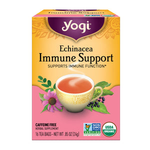 (2 Pack) Yogi Tea Echinacea Immune Support, Organic Herbal Tea Bags, 16 Count