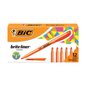 BIC Brite Liner Orange Highlighters, Chisel Tip, 12-Count Pack