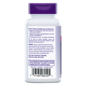 Natrol Biotin 10,000 Mcg. Fast Dissolve Tablets, 250 Tablets