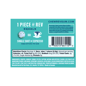 Rev Gum Sugar Free Spearmint Energy Gum, 6 Pieces