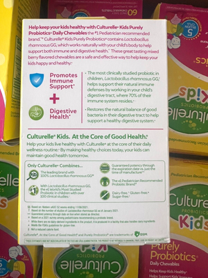 Culturelle Probiotics Kids 60 Chewable Tablet Purely Probiotics Daily Ex 08/2025