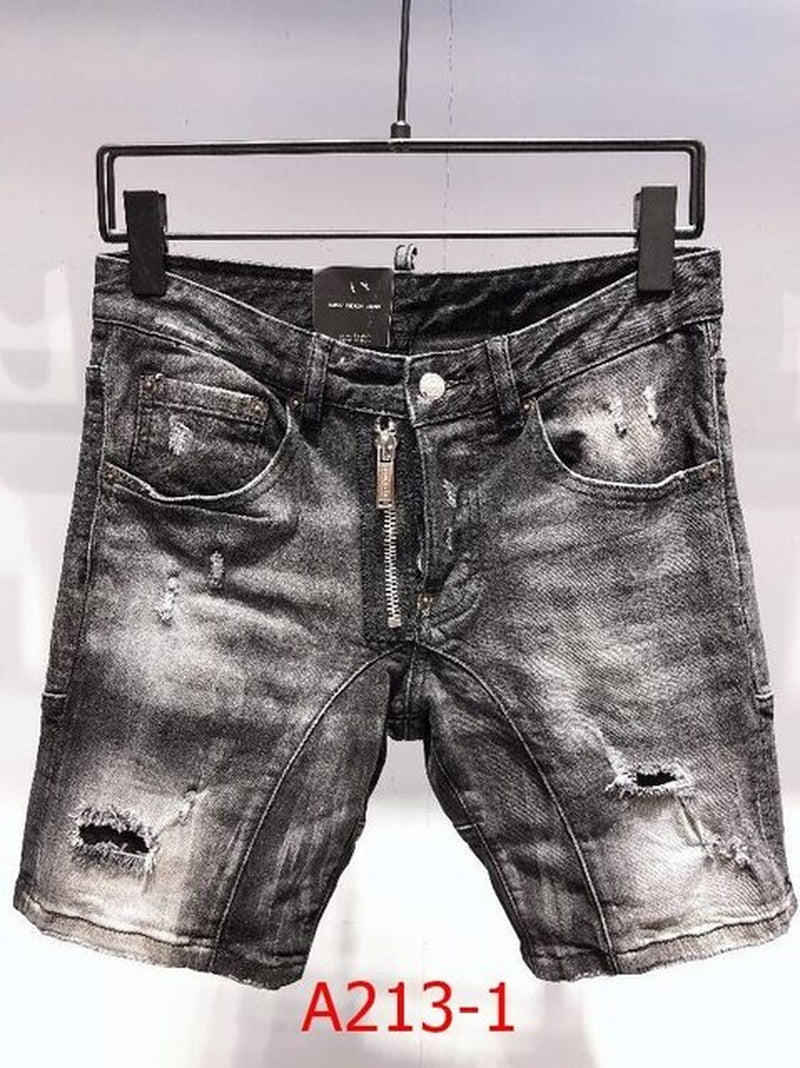Fashion DSQUARED2 Sexy Hole Denim Shorts with Men Women 2021 Summer Button Zipper Pockets Washed Vintage Slim Jeans A213-1