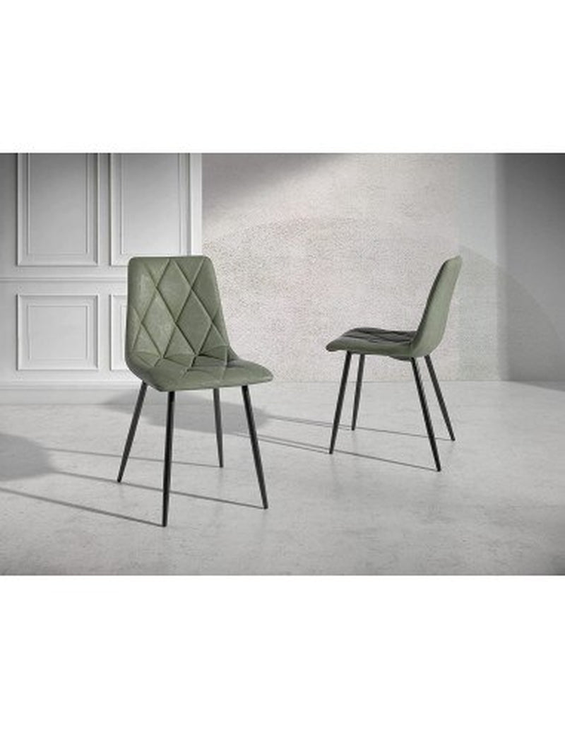 MOMMA HOME Dining Chairs Set of 4 Green Dining Chairs, Eco-Skin Finish, Soft, Black Metal Structure-Model VA MM-410
