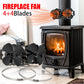 Fireplace Fan 8 Blades Wall-Mounted Heat Powered Stove Fan Double-Headed Eco Quiet Energy Saving Home Efficient Heat Distribute