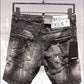 Fashion DSQUARED2 Sexy Hole Denim Shorts with Men Women 2021 Summer Button Zipper Pockets Washed Vintage Slim Jeans A213-1