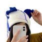 Patch Decor Knitted Hat Elastic Windproof Hat Ear Protects Hat Warm Fluffy Winter Knitted Cycling Skiing Supplies
